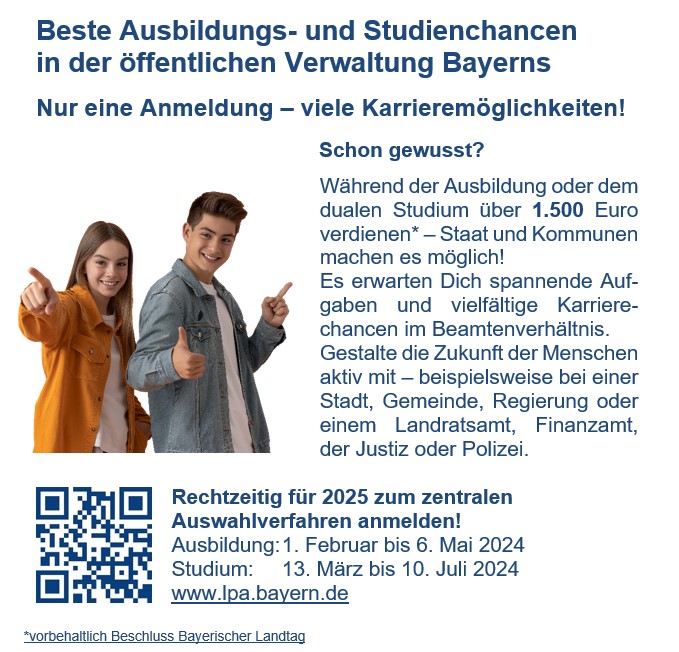 Beste Ausbildungs- und Studienchancen in der öffentlichen Verwaltung Bayerns